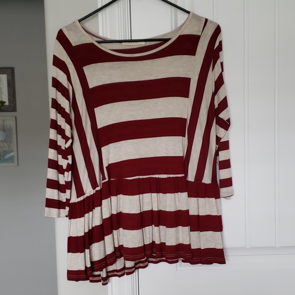 Cute and Cozy Striped Peplum Top